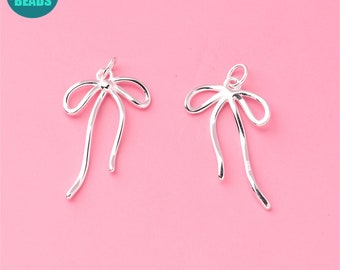 S925 Sterling Silver Bow Charms,Earring Charm,Necklace Charm,Cute Silver Charm,Jewelry Making Supply