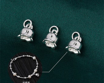 Dijes de flores de plata esterlina S925, colgante de collar, dije de pulsera, dije de flor de plata, colgante de joyería de lirio de los valles