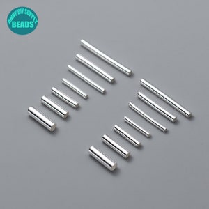 S925 Sterling Silver Straight Tube Beads,Smooth Tube Beads,Tiny Tube Beads,Smooth Seamless Tube Beads,Silver Beads