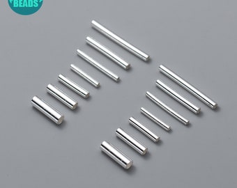 Raka rörpärlor i S925 sterlingsilver, släta rörpärlor, små rörpärlor, släta sömlösa rörpärlor, silverpärlor
