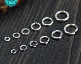 50 pezzi 100 pezzi anelli in argento sterling S925, anelli di salto in argento, anelli chiusi, anelli per bracciale, anelli per creazione di gioielli