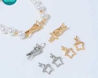 14K Gold Plated Brass Spring Star Clasp,Clip Clasp For DIY Jewelry Making Supply