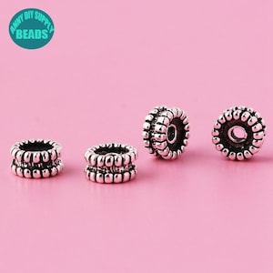 6mm S925 Sterling Silver Donut Beads,Bracelet Spacer Beads,Antique Silver Beads,Wheel Beads,Spacer Beads,Silver beads,Metal beads