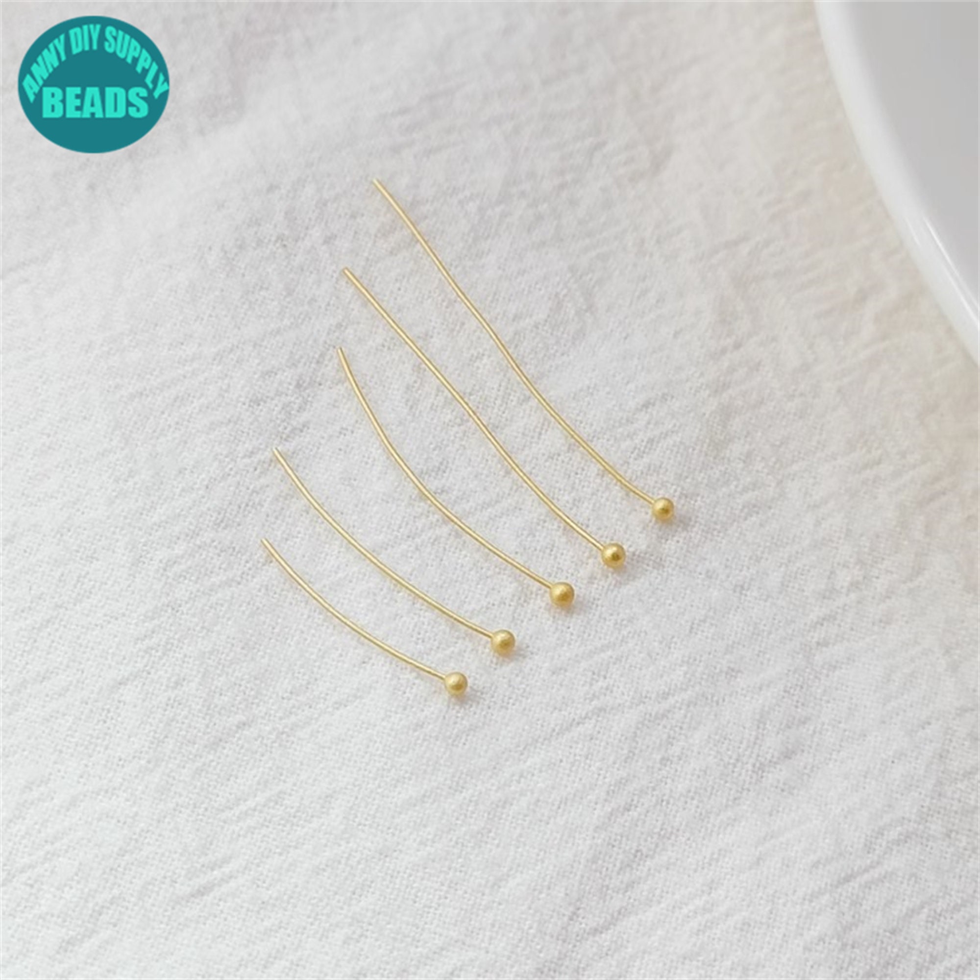 Pin Matt 50PCS 18K Matt Gold Plated Brass Ball Pins,ball Head Pins,jewelry ...