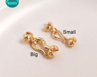 14K real gold plated Brass Cover Beads,14K gold Crimp Covers With Hook Clasp