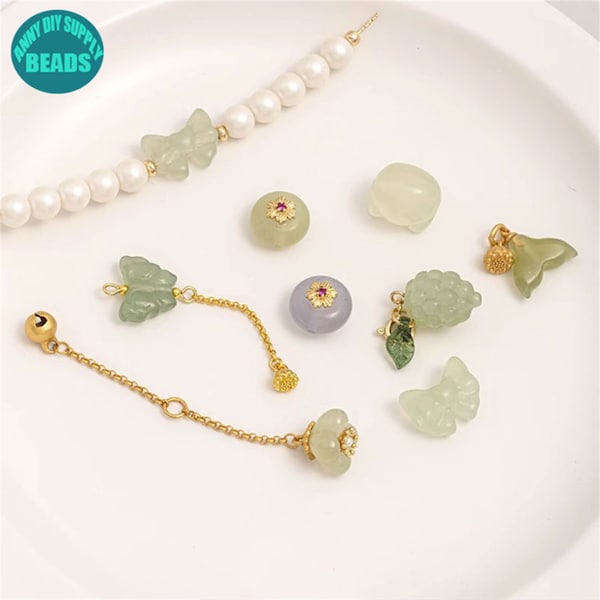 1PC Genuine Natural Serpentine Jade Fruit Pendant,Fruit Charm,Gemstone Pendant,Cute Charm,Necklace pendant,Cat Charm,Butterfly Charm
