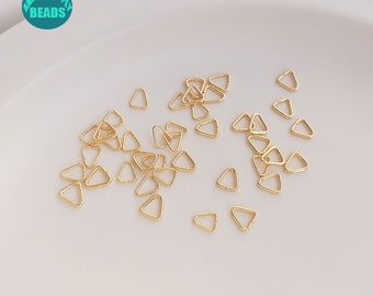 10/100pcs 14K Real Gold Plated Brass Triangle Rings,Small Size Open Ring,Triangle Open Rings