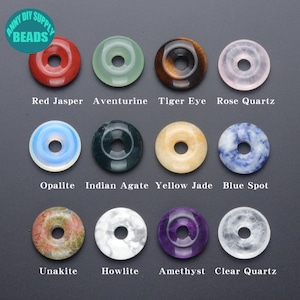 20mm Donut Gemstone Beads,Natural gemstone Beads,Gemstone Donut beads,large hole beads,Earring Pendant,Gemstone charm
