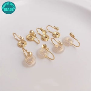 14k Gold Plated Silicone Clip On Earrings,No piercing Earring Stud,Clip on earrings,Earring making supply