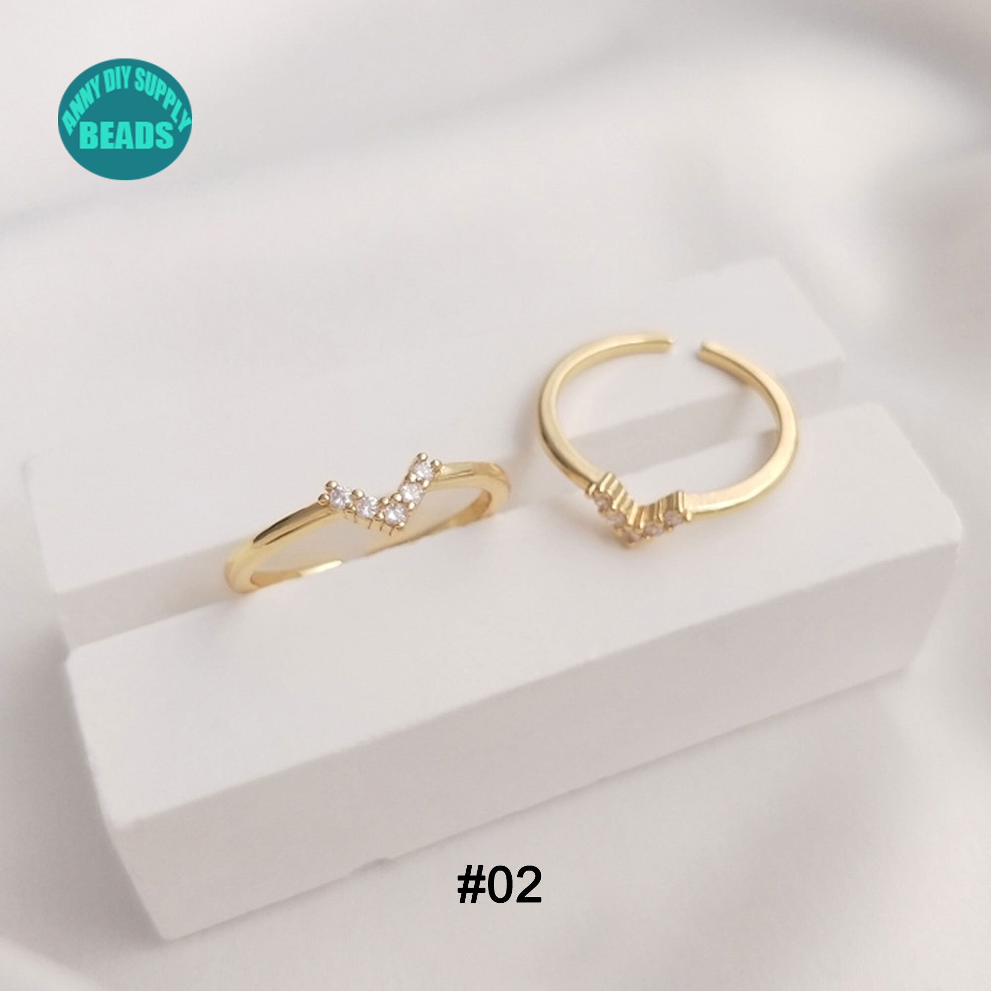 1PC 14K Real Gold Plated Brass Rings,adjustable Finger Ring