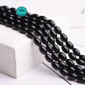 Genuine Natural Black Onyx Rice Beads,black agate Rice beads,Full strand 15 inch