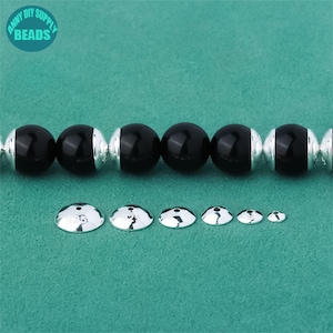 Copriperline in argento Sterling S925 da 3-8 mm: distanziatori con copriperline rotondi lisci per la creazione di braccialetti