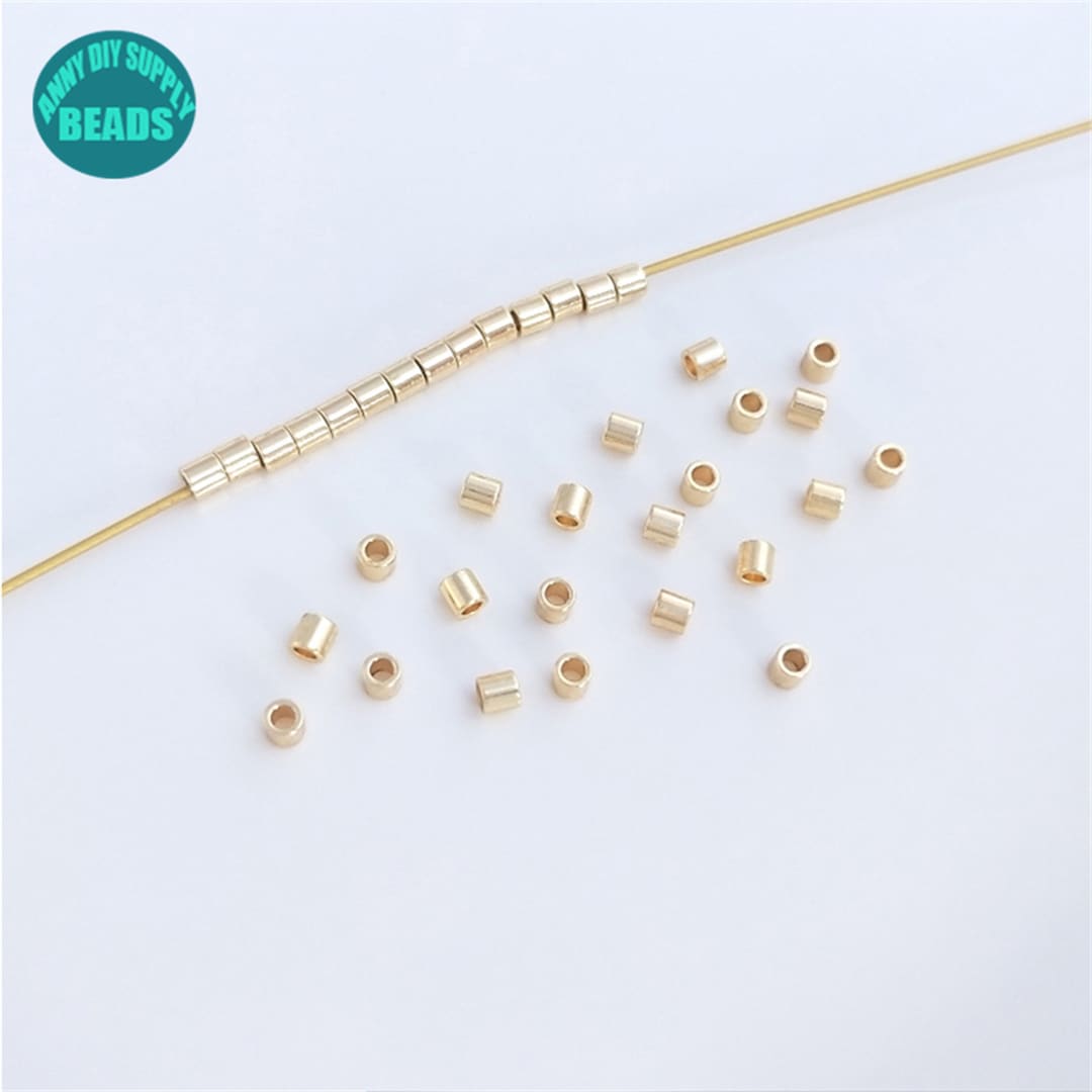 2mm 14k Gold Plated Brass Tube Beads,tiny Tube Beads,gold Tube Beads