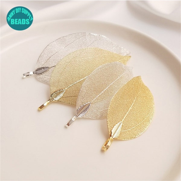 14k Gold Plated Real Leaf Charm Pendant,Necklace Pendant,Earring Pendant,Leaf Jewelry Findings
