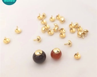 4mm 14K real gold plated peg stoppers,Bead Caps with Peg,