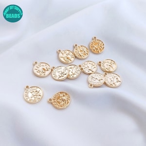 1PC 14K Real Gold Plated Zodiac Charm,zodiac pendant,14k gold charm