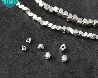 3/4mm S925 Sterling Silver Faceted beads Spacer,Irregular shape Silver Spacers beads,Tiny Silver Spacers,Tiny Silver Beads,Tiny Metal beads