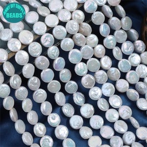 Perlas de agua dulce naturales de 10-11 mm con buen brillo, planas y tipo moneda, para hacer joyas DIY.
