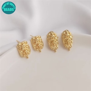 14K Real Gold Plated Brass Earring Stud,Irregular Oval Shape Earring Stud,Earring Stud with sterling silver needle,earring making supply