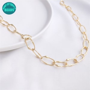 14k Gold Plated Brass Long O Shape Chain,Minimalist Necklace Chain,Gold Plated Chain