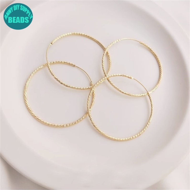 35/50mm 14K Gold Plated Brass Earring Circle,Simple Earring Hook,Minimalist Earrings,Circle Earrings,Hoop Earring image 4