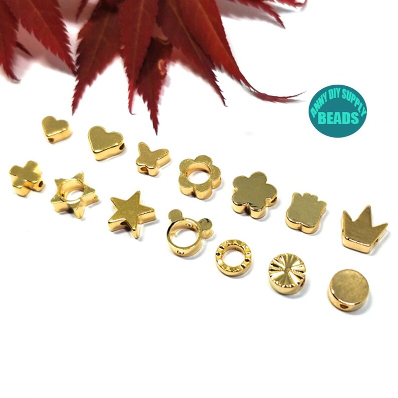 20 Pcs 18K Gold Plated Spacer Beadsjewelry Making Supplystar Etsy