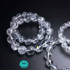 Genuine Natural Rainbow Clear Quartz Beaded Bracelet,healing Crystal beaded Bracelet