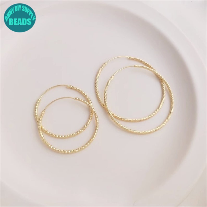 35/50mm 14K Gold Plated Brass Earring Circle,Simple Earring Hook,Minimalist Earrings,Circle Earrings,Hoop Earring image 2