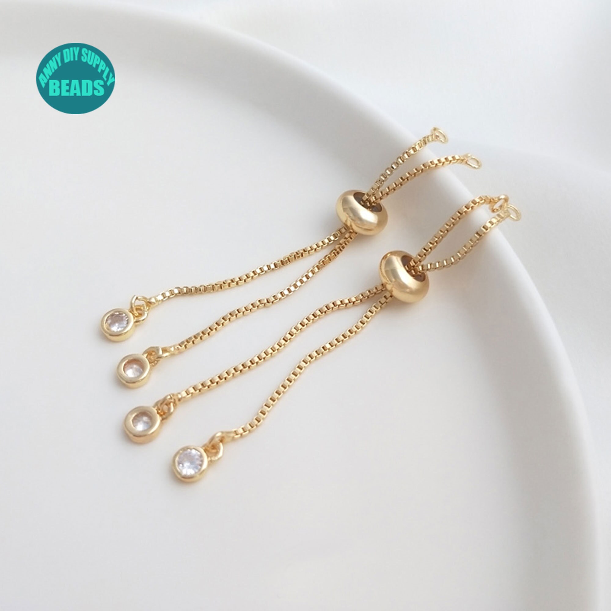 6CM 14K Gold Plated Brass Sliding Adjustable Chain Bracelet Etsy