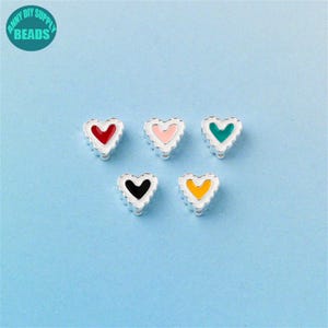 8mm Tiny  Sterling Silver Heart Beads,Flat Heart beads,Tiny Heart Beads,Oil Dripped Heart Beads,Lace Edge Heart Beads