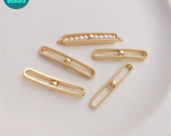 14k Gold Plated Brass Rectangle Bracelet Connector Charm,Bracelet Jewelry Making Supply,Bracelet Findings,Bracelet Charms