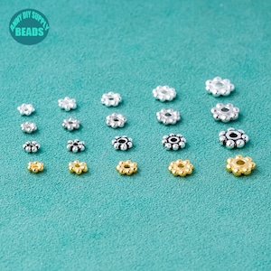 S925 Sterling Silber Blume Perlen Spacer,Kreis Perlen,Silber Spacer Perlen,Silber Rondell Perlen