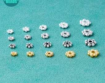 S925 Sterling Silver Flower beads Spacer,circle beads,Silver spacer beads,Silver Rondelle beads