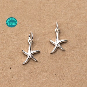 2/5/10PCS Sterling Silver Star Fish Charm,Animal Charm,Small Silver Charm Pendant,earring Charm,Bracelet Charm