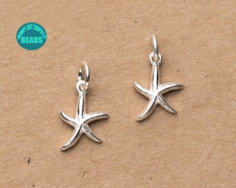 2/5/10PCS Sterling Silver Star Fish Charm,Animal Charm,Small Silver Charm Pendant,earring Charm,Bracelet Charm