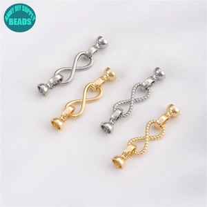 14K Real Gold Plated Brass Pearl Clasp,Infinite Connector Clasp,Buckle Clasp,DIY Jewelry Making Supply