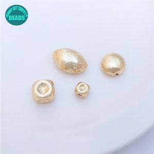 Perline spazzolate in ottone placcato oro 14k, perline distanziatrici, perline d&#39;oro, perline di forma ovale, perline di metallo, perline placcate oro