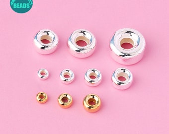 3mm-10mm S925 Sterling Silver Donut Beads,Spacer beads,Silver Rondelle beads