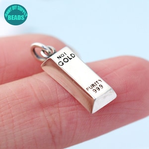 Sterling Silber Gold Bar Backstein Halskette Anhänger, Sterling Silber Halskette Anhänger, kleine Silber Anhänger, Halskette Charm Anhänger