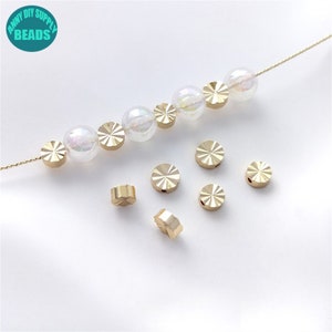 14k Gold Plated Brass Flat Round Spacers,Sun Flower Carved Cake beads,Metal Spacer Beads,Gold Plated Beads