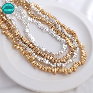 Gold plated Nuuget Stone beads,silver Nugget Stone Beads,Nugget Stone beads,Full Strand