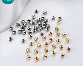 Faceted Stainless Steel Beads: 3/4/6mm DIY Jewelry Supplies