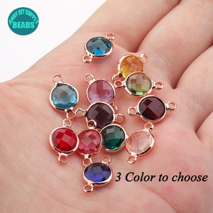 10PCS/pack 8mm Birthstone Connector Charms,Crystal Birthstone Charms,Birthstone Connector