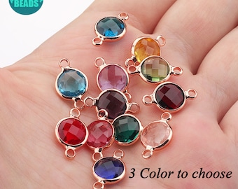 10PCS/pack 8mm Birthstone Connector Charms,Crystal Birthstone Charms,Birthstone Connector