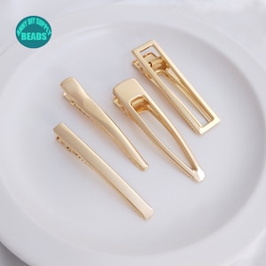 14K Real Gold Plated hair Clip,hair accessory materials,DIY Snap Clips