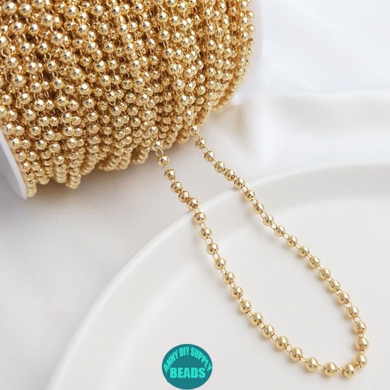 Buy 3mm 14K Gold Plated Brass Ball Chain necklace Chain gold