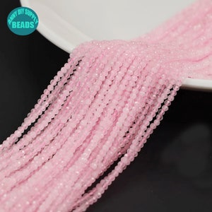 2mm 3mm 4mm Faceted Round Rose Quartz Gemstone Beads,Tiny Faceted Gemstone beads,Rose Quartz Beads,Gemstone Beads,Full Strand 15&#39;&#39;