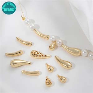 14k Gold Plated Brass Tube Beads,Drop Tube Beads,Drop Pendant,Necklace Pendant Beads,Jewelry Making Beads,Craft beads,Gold Plated Beads