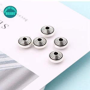 5/10/20PCS S925 Sterling Silver rondelle Bead,Bracelet rondelle beads,Necklace beads,Silver spacer beads,Bead spacer,UFO Beads