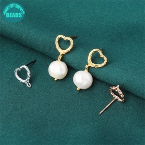 S925 Sterling silver Heart Frame Earring Posts,Cute Heart Earring post with Loop,Cute Earring Stud,Silver Earring Making Supply